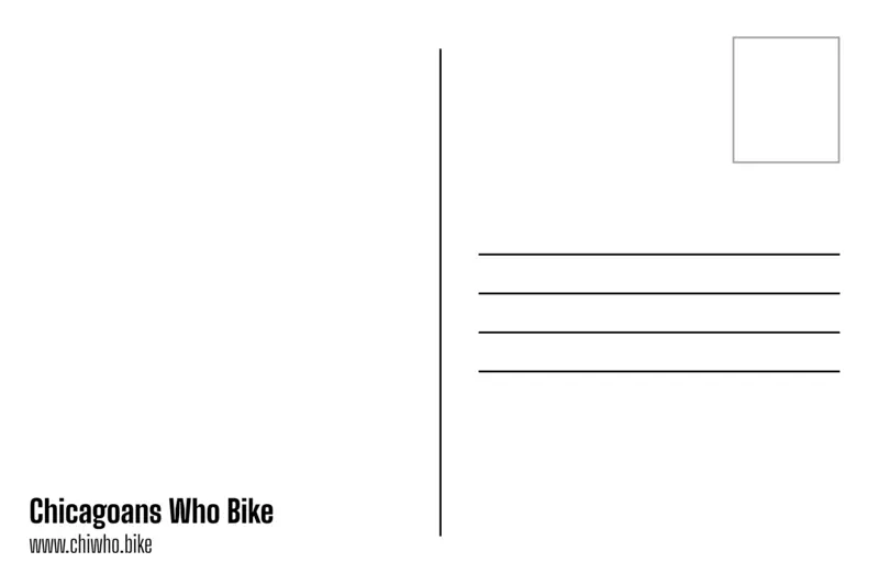 Back of the postcard with space to write your biking story and the alderperson's mailing address